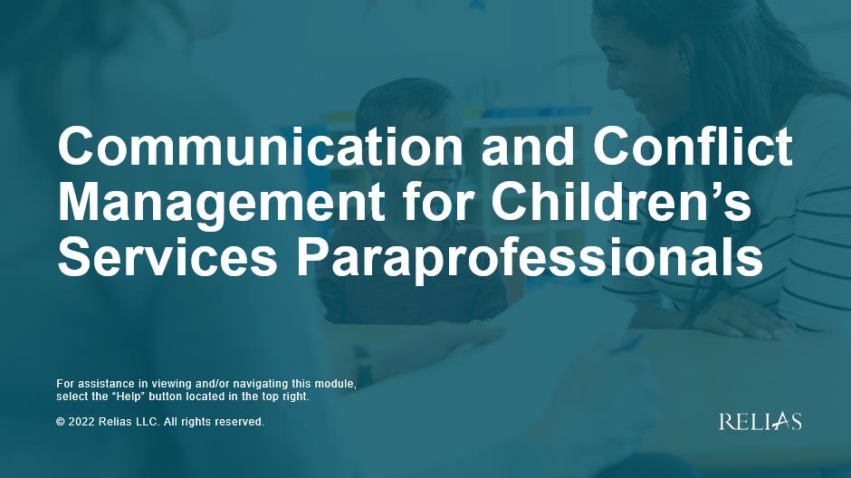 Communication and Conflict Management for Children's Services Paraprofessionals Course Logo