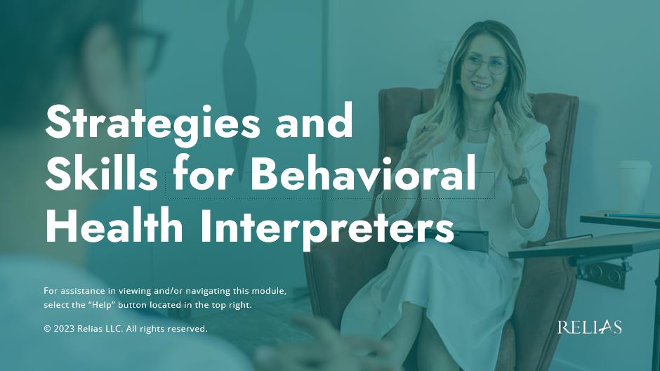 Strategies and Skills for Behavioral Health Interpreters