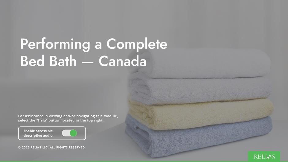 Performing a Complete Bed Bath - Canada Course Logo