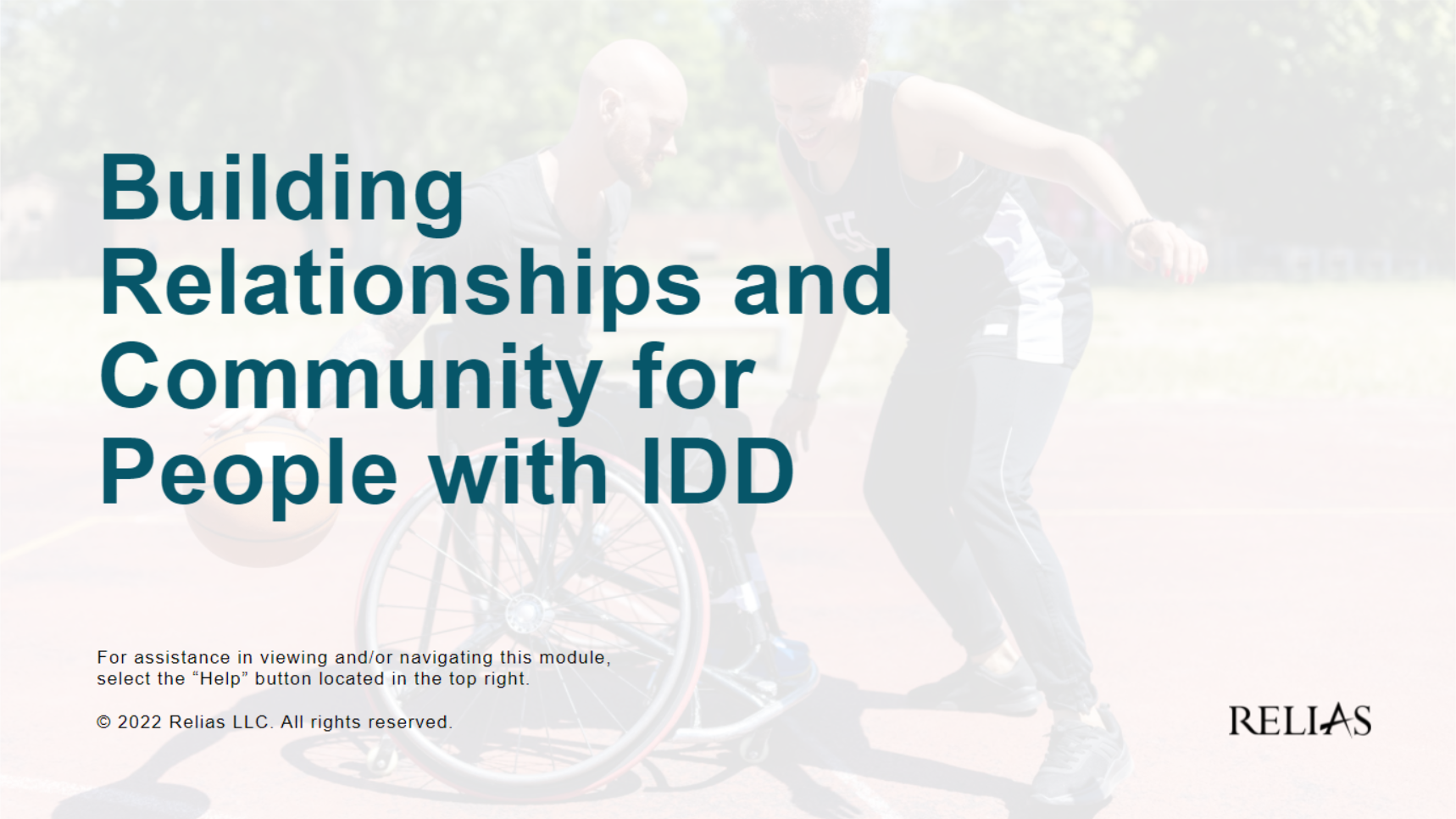 Building Relationships and Community for People with IDD Course Logo
