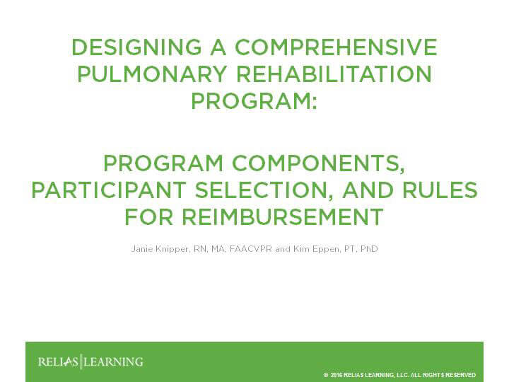 Pulmonary Rehabilitation Components, Participant Select and Rules for ...